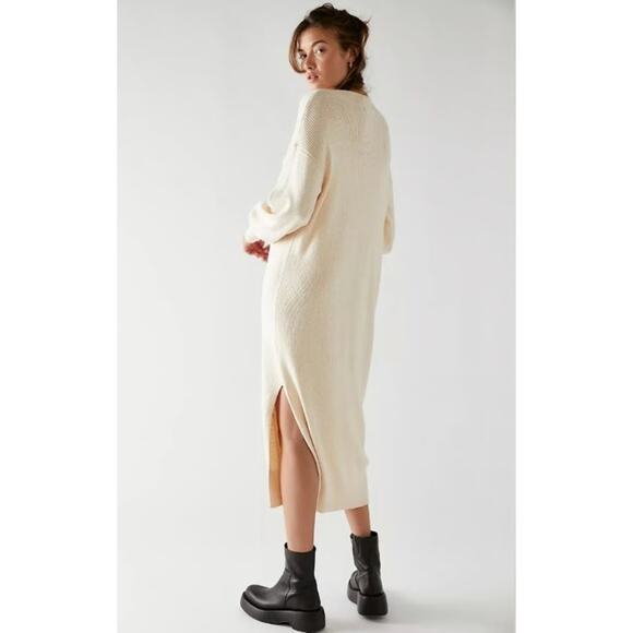 Free People Beach Cream Knit Midi Sweater Dress - Picture 8 of 8